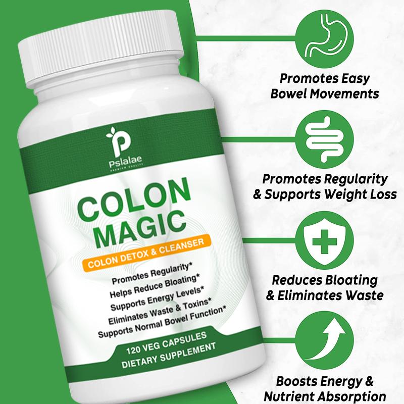 Pslalae Capsules naturelles de nettoyage intestinal, contenant de la cosse de psyllium et de la feuille de séné, soulagent les ballonnements et nettoient le tube digestif.
