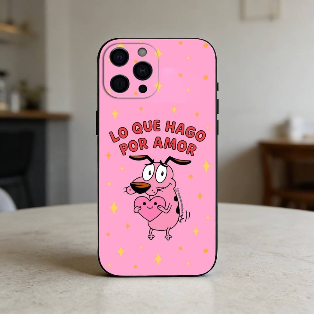 Мультяшный Чехол для Телефона C-COURAGE Собака-Трус D-Dog Для iPhone 17,16,15,14,13,12,11 Plus,Pro,Max,Mini Силиконовый Черный Мягкий Чехол iPhone17PRO