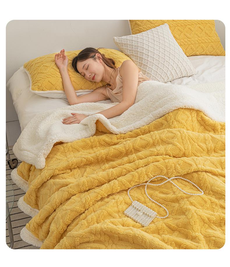 Lambswool & Taffeta Plush Multicolor Blanket - Ideal for Office, Autumn, Winter & All Seasons