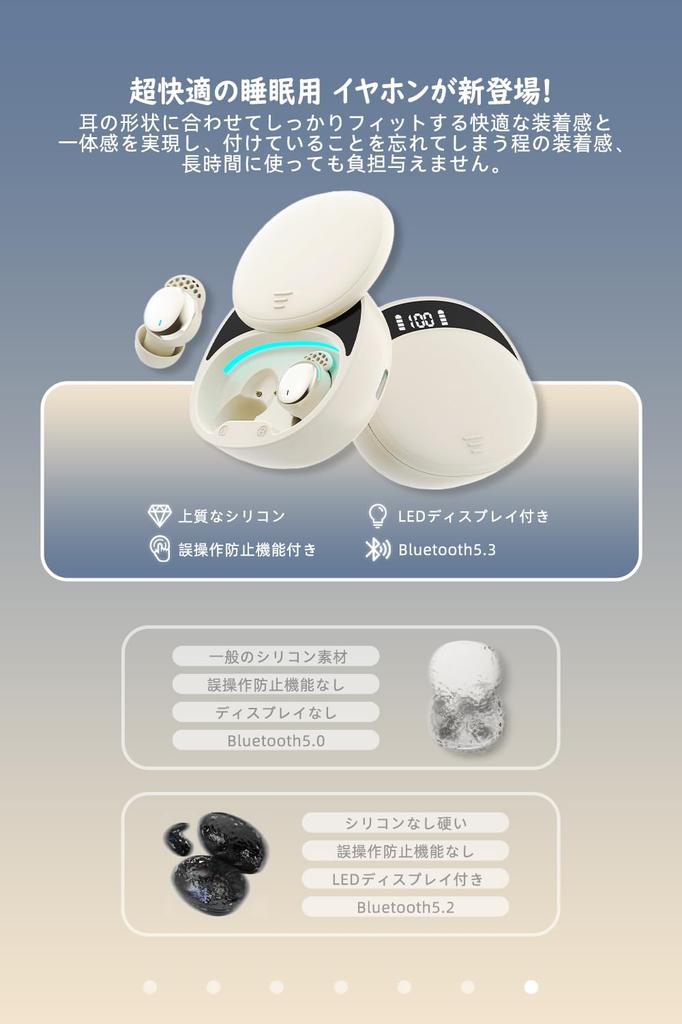 Mandourai Sleep Painless Sleep Auriculares con Sonido Bluetooth por Miscontacto Mini Auriculares de Carga para Dormir con Sonido Alto, Prevención, 5.3, Ultraligeros