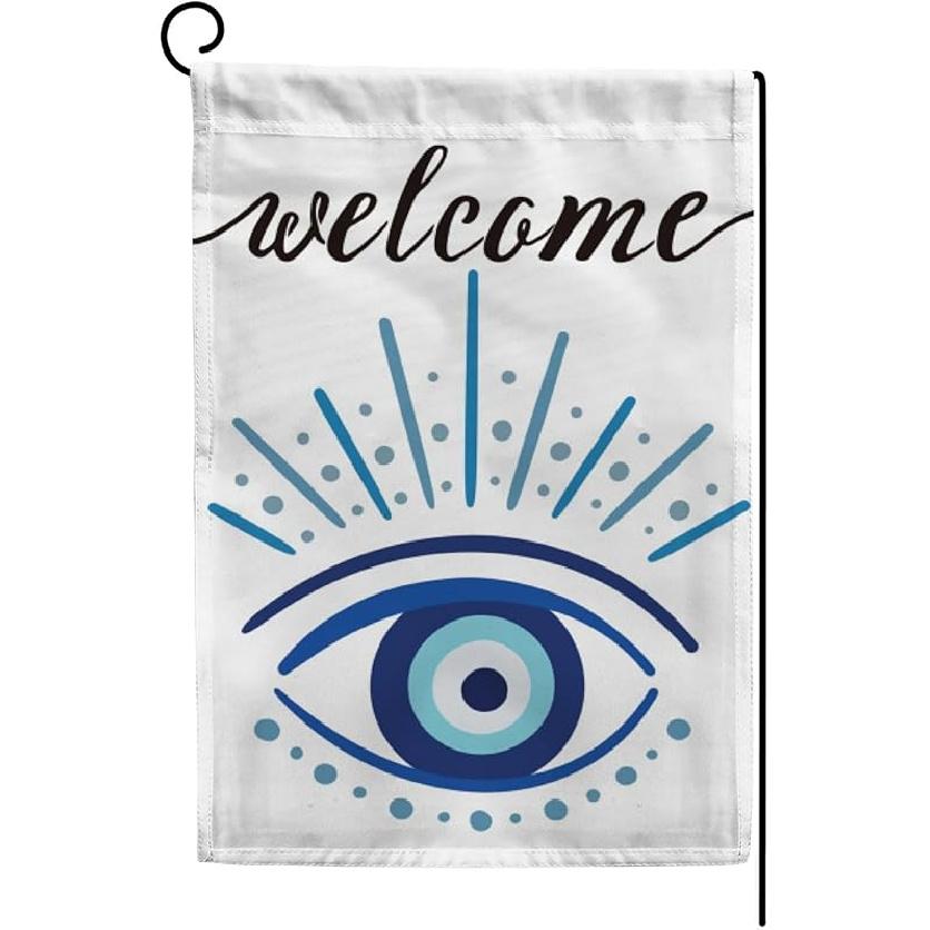 

Садовий прапор Вертикальний Двосторонній Прапори для двору Око Сатани Мандала Банер Ласкаво просимо Свята Зовнішня Внутрішня Фермерський Стиль Сезонна Прикраса Поліестер 12x18in