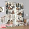 2pcs,2D Plane Printing Popular Curtain Panels Winter Wonderland(1) Polyester Fabric (without Rod) Room Decor Ldeal for Various