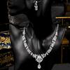 Vintage Crystal Floral Teardrop Bridal Necklace & Earring Set - Elegant Evening Jewelry
