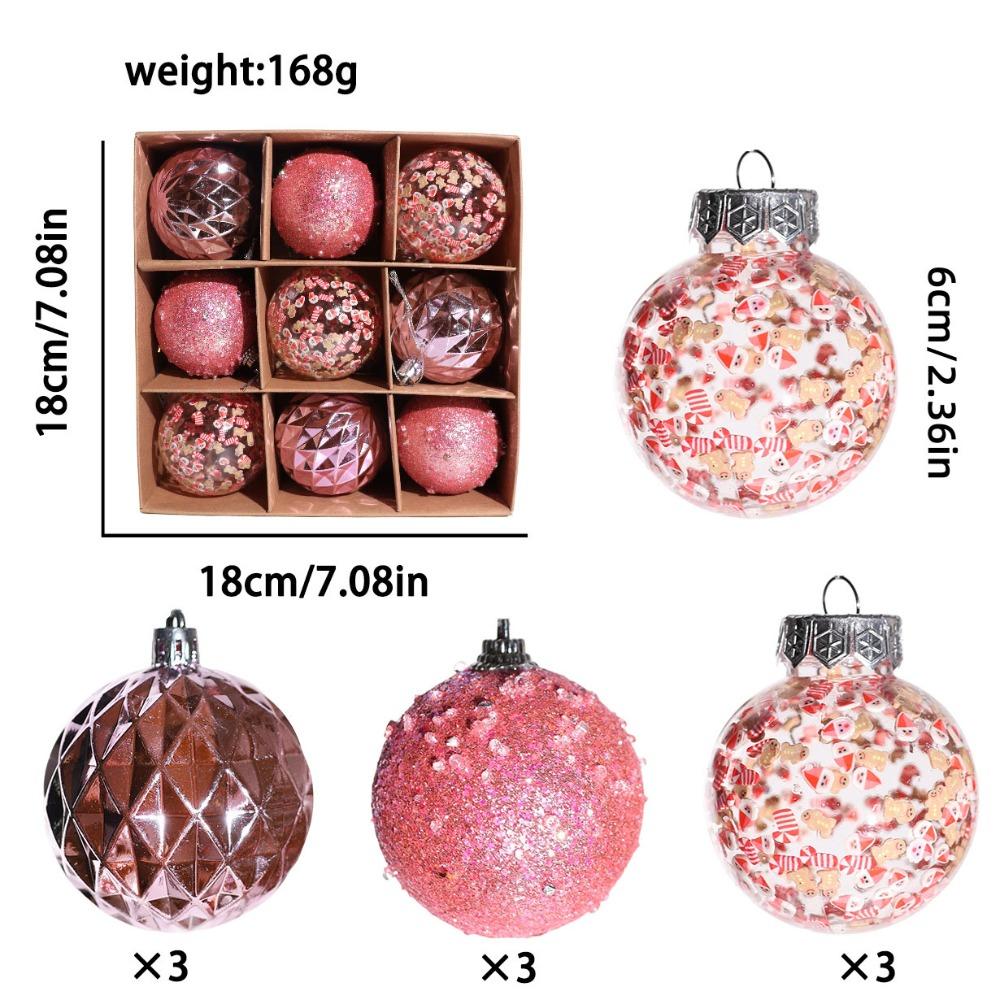 9Pcs/set New Plastic Christmas Tree Balls 6cm Hanging Christmas Tree Pendant DIY Painting Xmas Baubles Christmas Decorations