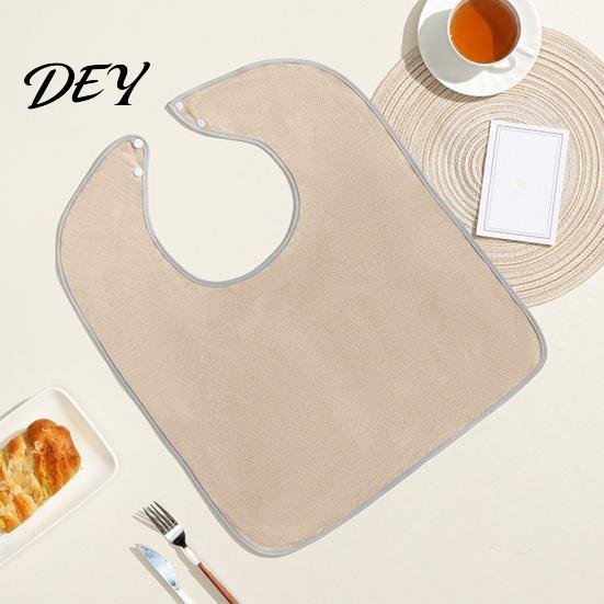 Solid Color Adult Bibs Large Bib, Waterproof Clothing Protector, with Deep Crumb Snap Buttons Catcher Design, Adjustable Closure Eating for