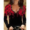 Women's Loose Fit Long Sleeve Top V Neck Floral Print Lightweight Casual Blouse Stretchy Soft Fabric Fall Spring Wear