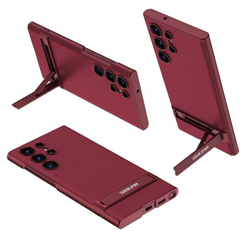 

For Samsung Galaxy S24 Ultra 5G Case GKK Triumph Ulta-thin Bracket Series Plain Leather Kickstand Cover for Galaxy S24 Ultra for Galaxy S24 Ultra