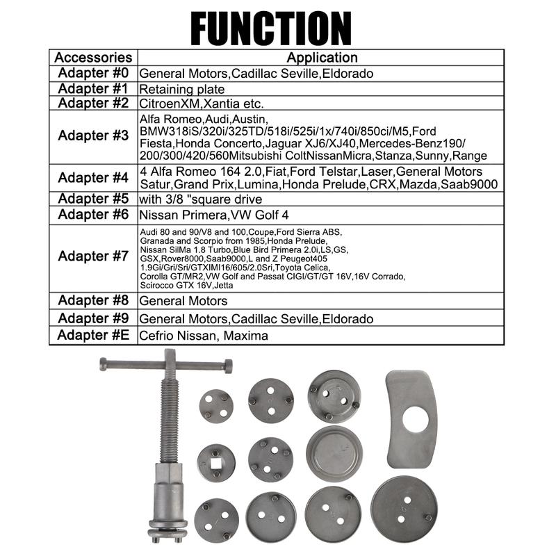 12PCS/13PCS Piston Compressor Tool Kit Set Car Disc Brake Caliper Durable And Reliable Convenient 1 Set Rewind Back Brake