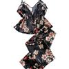 European & American Silk Print Women's Pajama Set: Camisole Dress & Long Pants