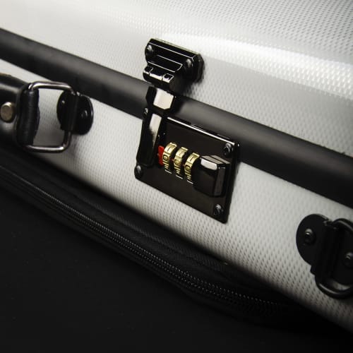 Christiana Carbon Fiber Rectangular Violin Case with Hygrometer and Password Lock (white Dot)