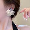 Korean Metal Silver Color Large Flower Earrings For Women Fashion Pearl Stud Earrings Sweet Girls Party Jewelry Accessories Gift