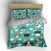 Cute Dog Faces and Paw Prints Bedding Duvet Cover Set  (1*Duvet Cover 2*Pillowcases, without duvet insert)