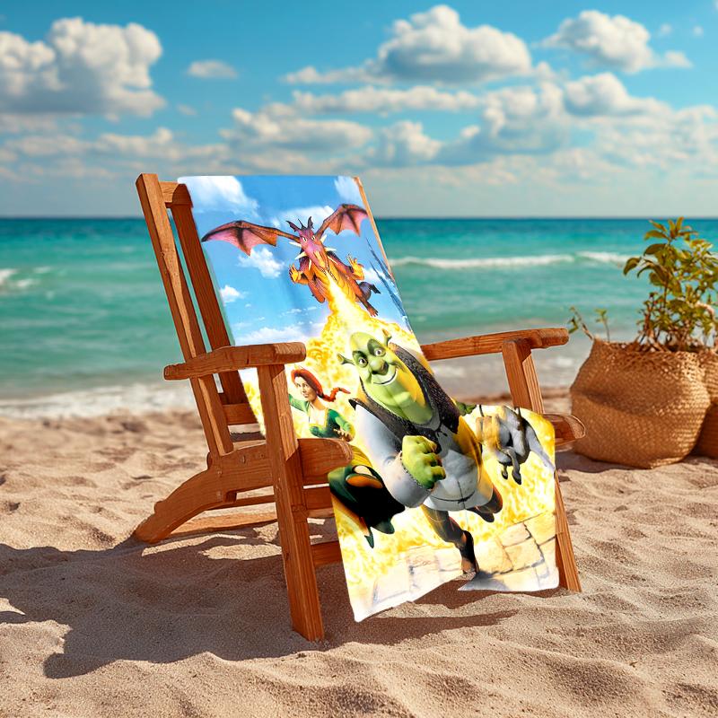 1pc Shrek4 Beach Towel, Comfortable and Thick, and Swimming/Bath/Picnic/Camping Towel, Suitable for Seaside Beaches