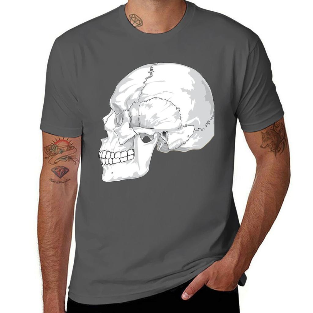 White Skull Gothic TShirt Work Comfort TShirt for Men