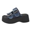 Thick-soled Muffin Sandals Women's New Versatile Denim Cloth Slippers Sports Sandals European Goods Are Increasing