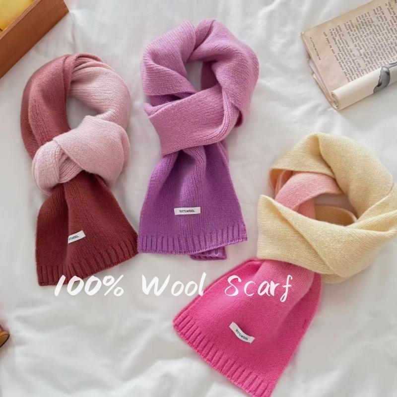 Wool Gradient Color Korea Styles Knitted Scarf Luxury Women Winter Warm Scarves Shawls Pashmina Lady Soft Wraps Neckerchief