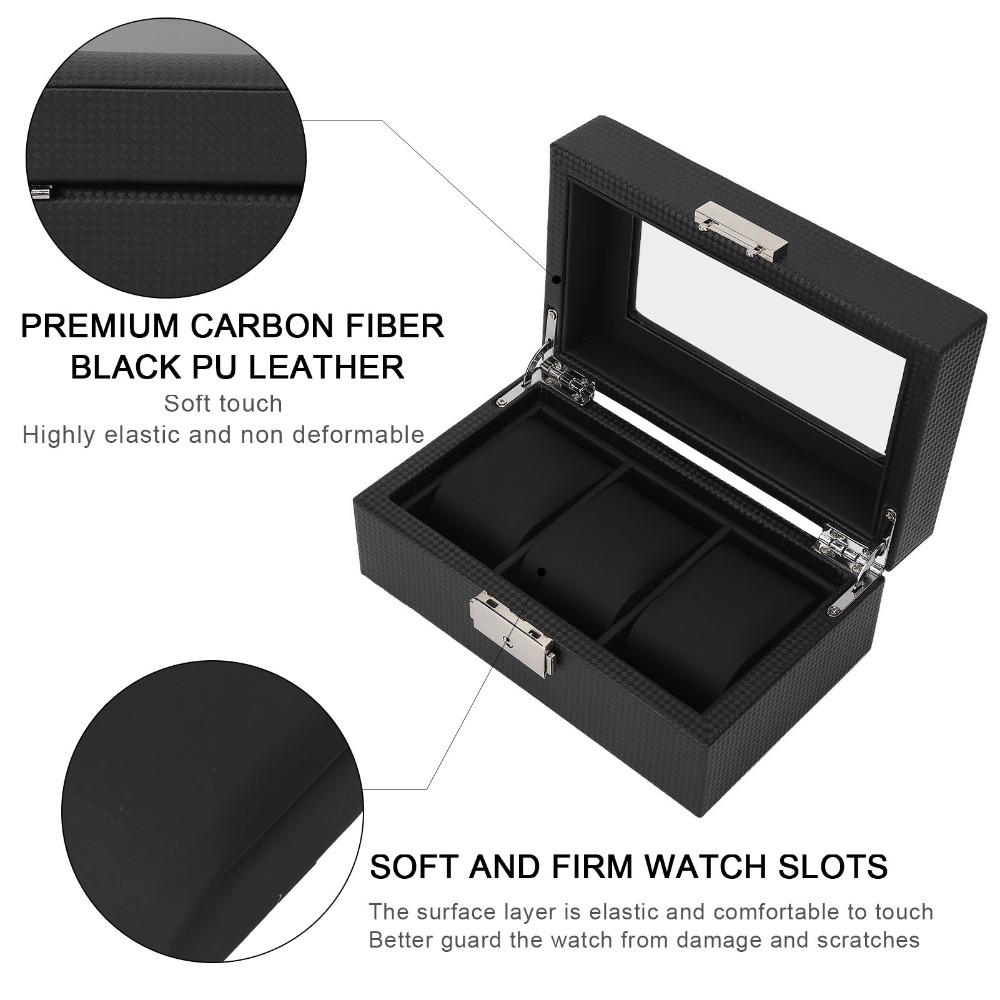 Black Watch Box Carbon Fiber Watch Display Elegant Watch Organizer  Jewelry Display