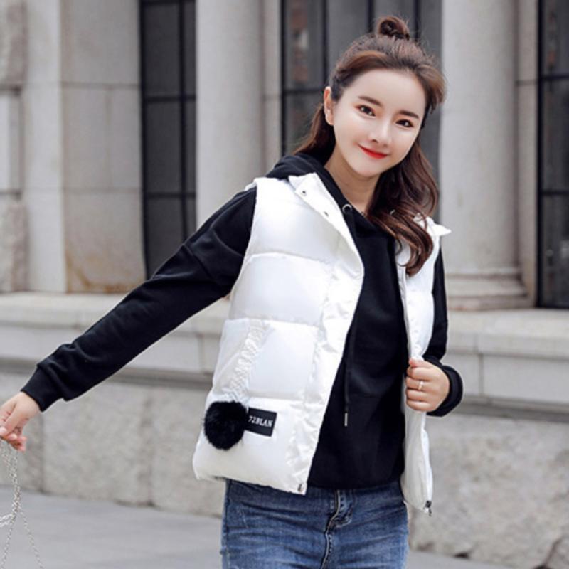 Autunno Inverno Donna Caldo Senza Maniche Corto Cappotto Monocolore Ampio Gilet Donna Piuma Cotone Gilet Giacca Antivento Caldo Gilet