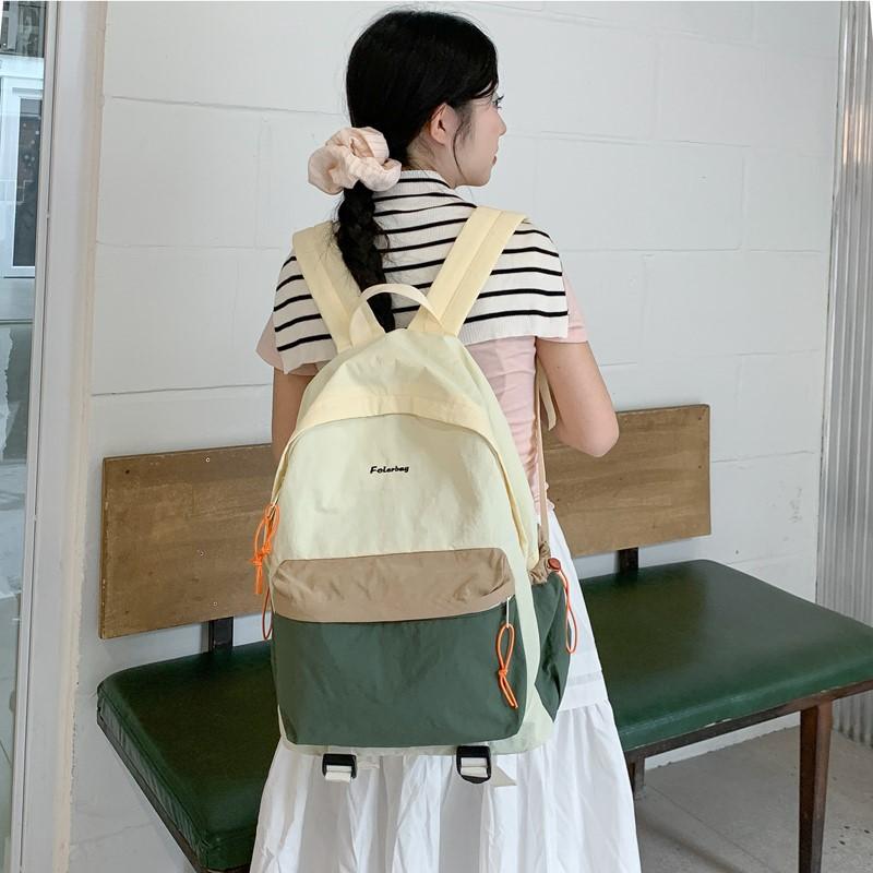 Schoolbag Schoolbag Female College Student Korean Version Ins Fashion Simple Computer Backpack Versatile Large Capacity Contrasting Color Travel