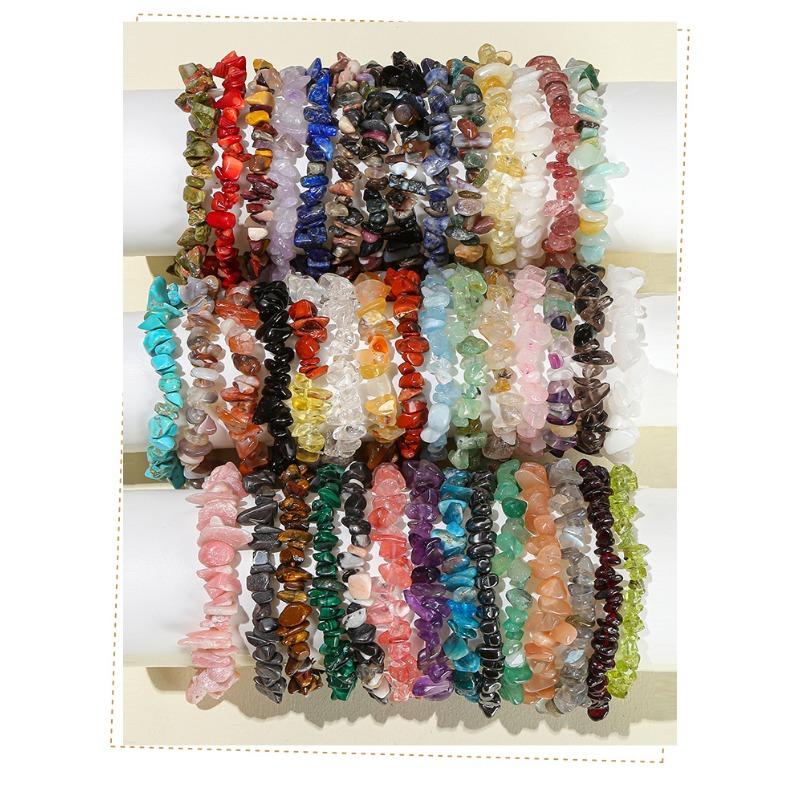 Natural Crystal Agate, Colorful Crushed Stone, Elastic Bracelet, Irregular, European and American Jewelry