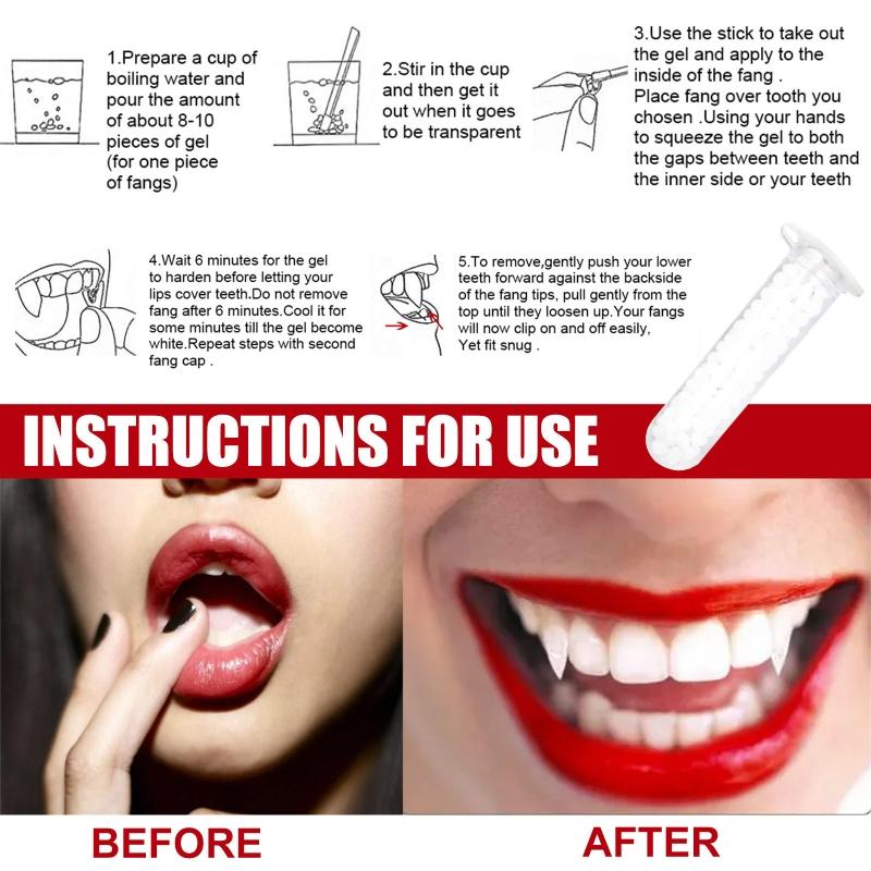 Retractable for Vampire Fangs Fangs Spoof Teeth Party Dance Halloween Costume Props Masquerade Accessory Gift for Hallow