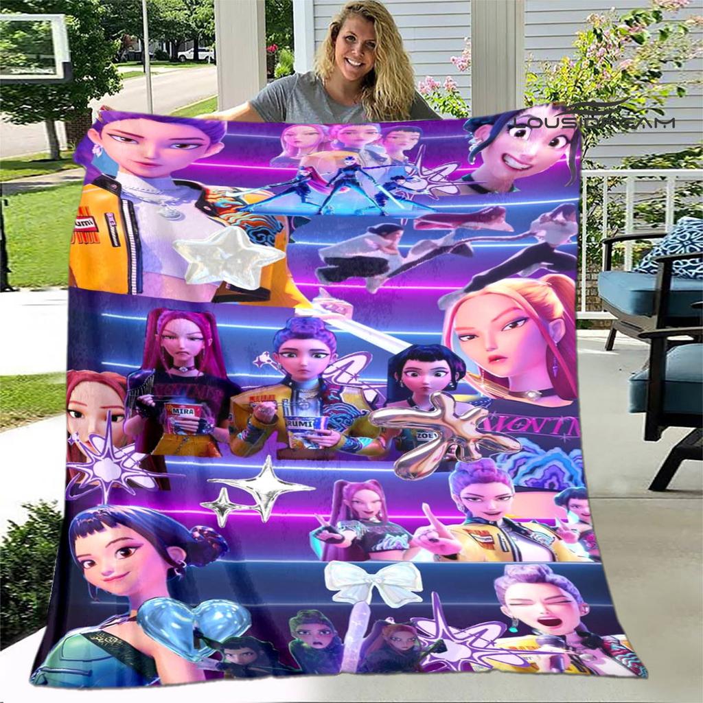 3D KPop Demon Hunters Cartoon blanket Warm blankets Soft and comfortable blanket Home Travel Blankets bed linings Birthday Gift