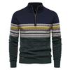 European and American Style Men's Autumn Winter Trendy Stand Collar Sweater All Match Knitted Zipper Pullover