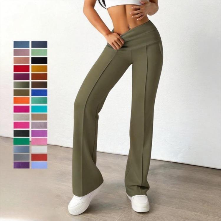 High Waist Workout Pants for Women Straight Leg Sports Trousers with Pockets Outdoor Casual Comfort Slim Fit Long Pants