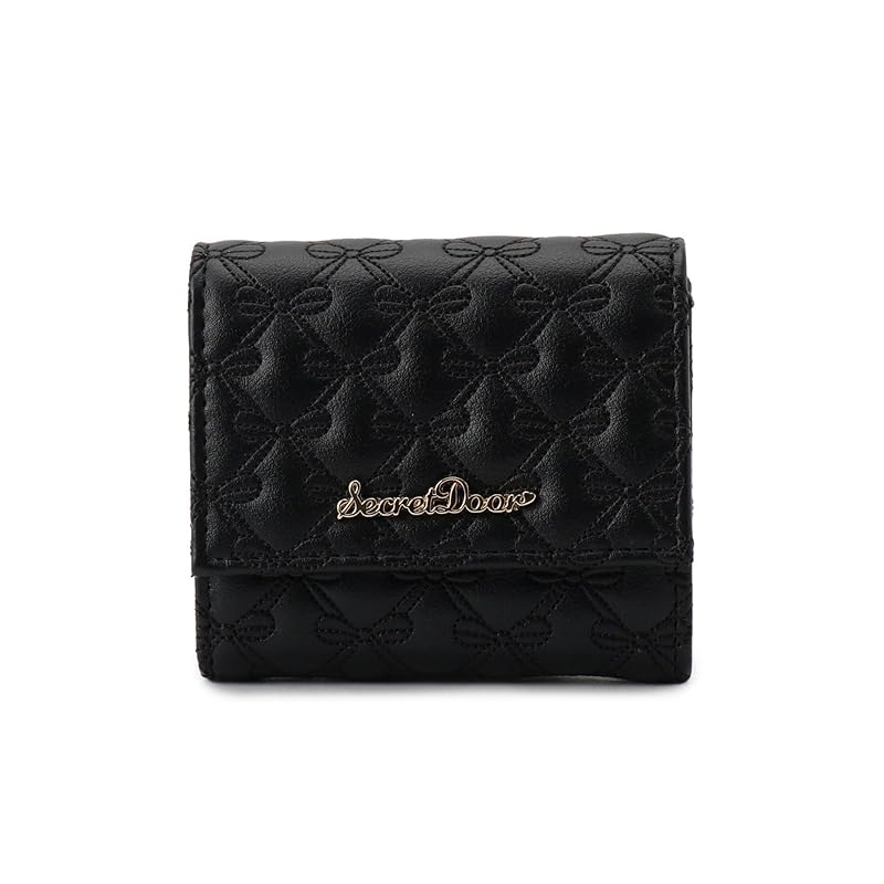 

[over Tasche] [ esperanza ] wallet Ribbon all over pattern embroidery tri-fold wallet wallet mini wallet P1051296 ladies Black(019) FREE