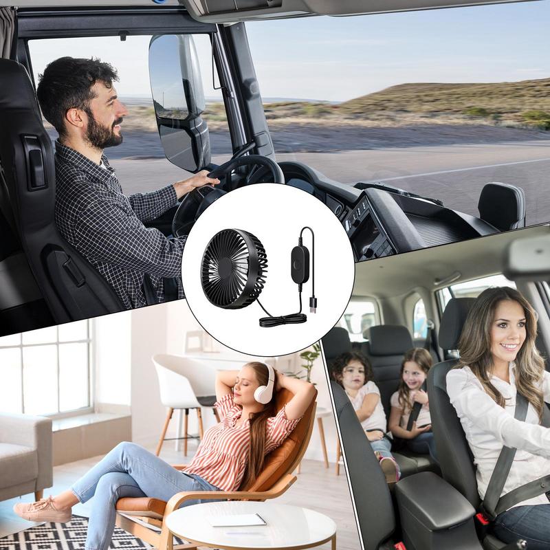 USB Fan For Car Backseat Car Seat Cooling Fan Powerful Air Cooler With Suction Cup Vehicle Accessories 3 Speeds USB Rechargeable