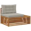 Outdoor Corner Sofa Set 3 Pieces Natural and Light Grey 115 X 83 X 73 Cm