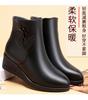 Mom shoes short boots cotton shoes, new autumn and winter velvet warm leather shoes,    and elderly wedge heel women's shoes