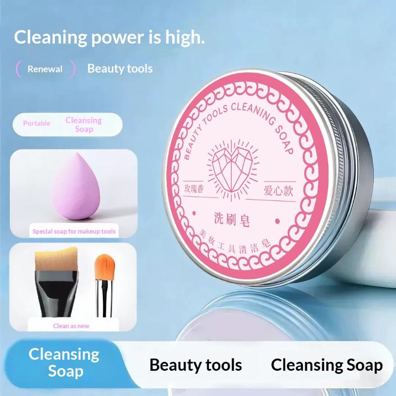 Herzförmige Reinigungsseife + Silikonpad, Make-up-Pinsel & Puderschwamm Reinigungsseife Beauty-Werkzeug & Puderschwamm Reinigungsseife