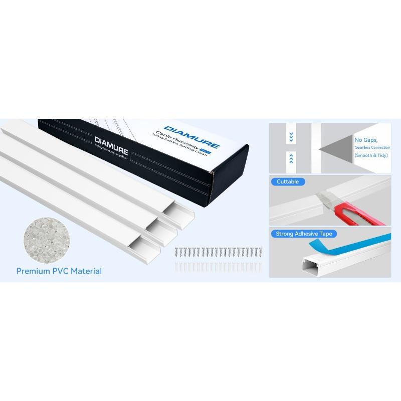 1 PAKET PVC kanal zemin montajı yüksek sıcaklık su geçirmez basmaya dayanıklı görünmez açık kanal (40cm × 10 adet + aksesuarlar)