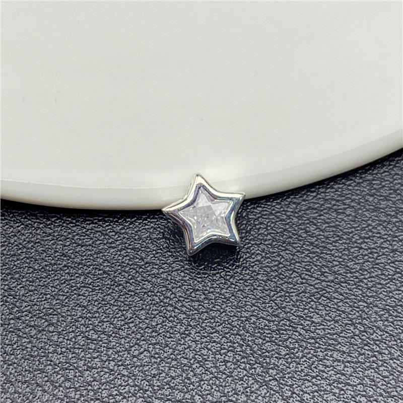 9mm 14k Zircon Pentagram Pendant: 3D Colorful Star with Inlaid Diamonds for DIY Nail Art