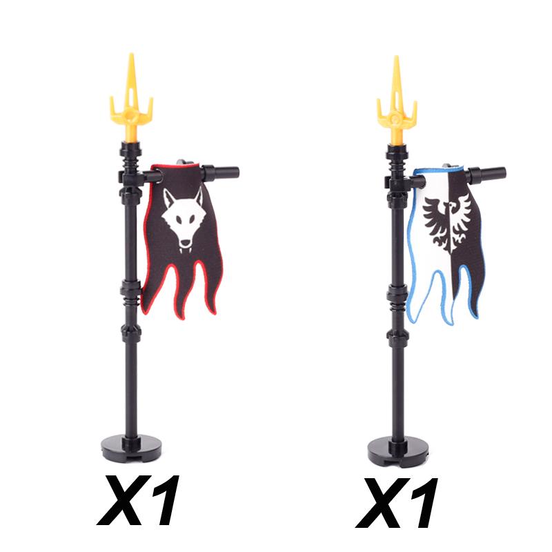 Middle Ages Empire Flag Pole Building Blocks Military Castle Lion Teutonic Knight Soldier Figures Roman Warrior Sheild Brick Toy