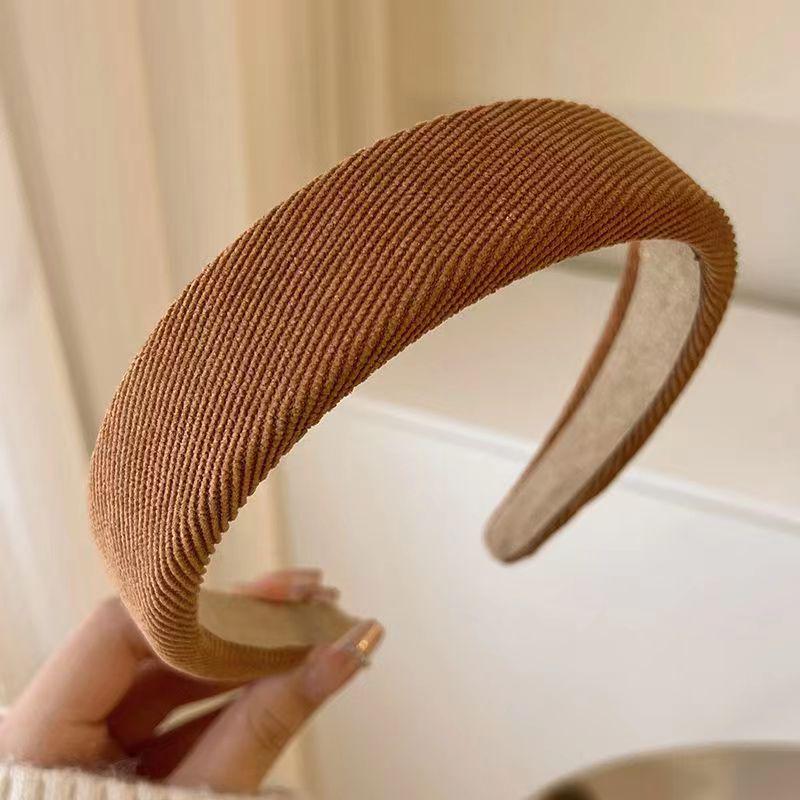 French Retro High Crown Wide-Brimmed Plush Headband for Face Washing and Outings