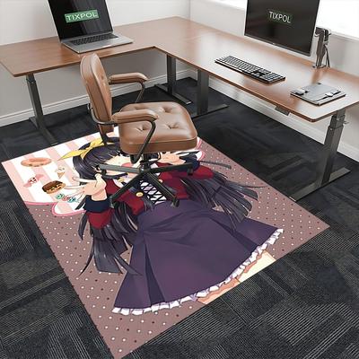 1 Stück Anime Süßes Mädchen Stuhlmatte - Süße Leckereien & Desserts Büroteppich, Rutschfeste Matte für Heimdekoration, Schreibtischunterlage, Spielzimmer, Wohnheimbodenbelag Geschenk.Q033