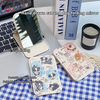 Damskie Mini Lustro Składane Lustro Do Makijażu Przenośne Jednostronne Mini Lustro Kosmetyczne Składane Wysokiej Rozdzielczości Narzędzia Toaletowe