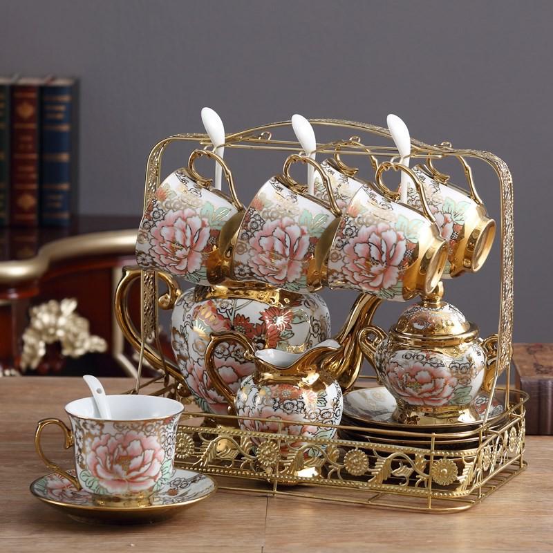 Household Ceramic Coffee Cup and Pot Set