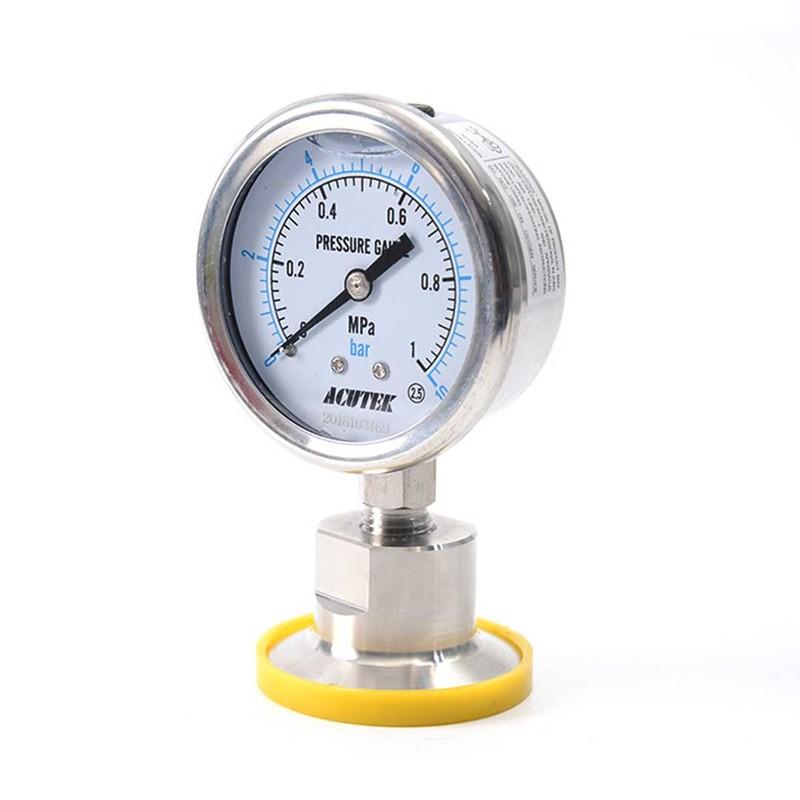 0-600 bar Diaphragm SS 316L Manometer Tri Clamp 1.5" Diameter 60mm Accuracy 2.5%FS Sanitary Pressure Gauge SS316