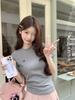 Women's 2025 Korean Style Bowknot Embroidered Slim Fit T-Shirt, Short Sleeve, Round Neck