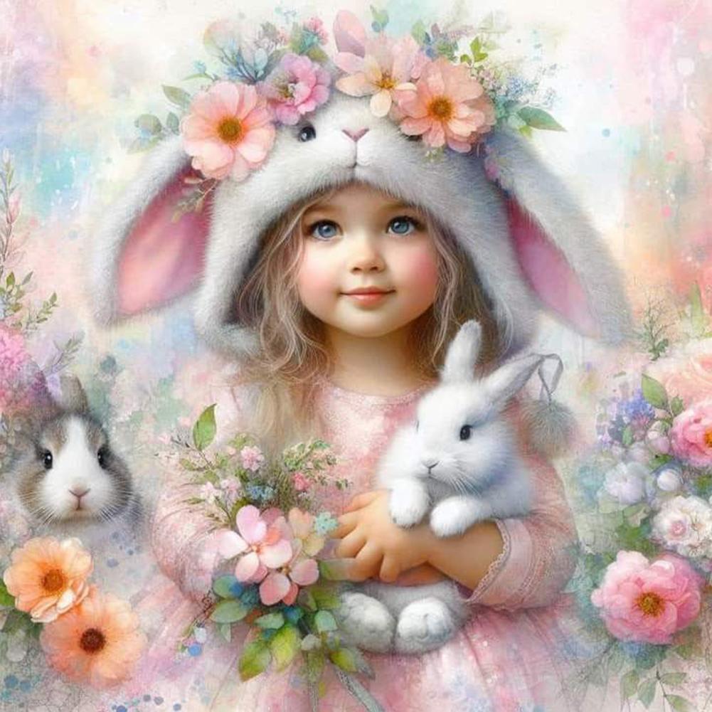 

Animal and Girl 5D DIY Full Drill Round Diamond Painting Kit for Home Wall Decor