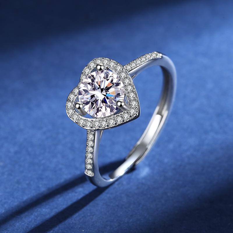 2025 Classic 1-Carat Moissanite Heart Ring for Women - Proposal, Wedding, Birthday Gift