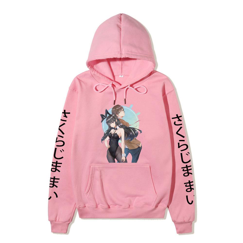 Rascal Does Not Dream of Bunny Girl Senpai Mai Sakurajima Unisex Fleece Hoodie Vertical Japanese Text Sleeve Anime Print Long Sleeve Sweatshirt