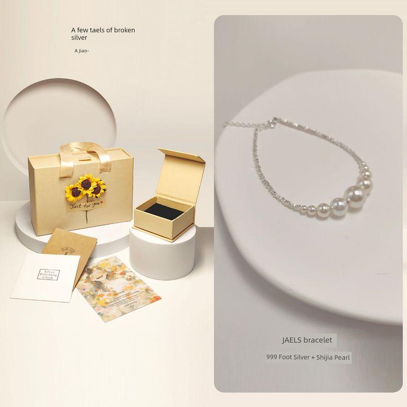 

9999 Sterling Silver Ornament Necklace Delicate Smile Broken Silver Young Pearl Clothes Accessories Wear Women s Necklace Bracelet | 999 Foot Silver + Shi Jia Pearl