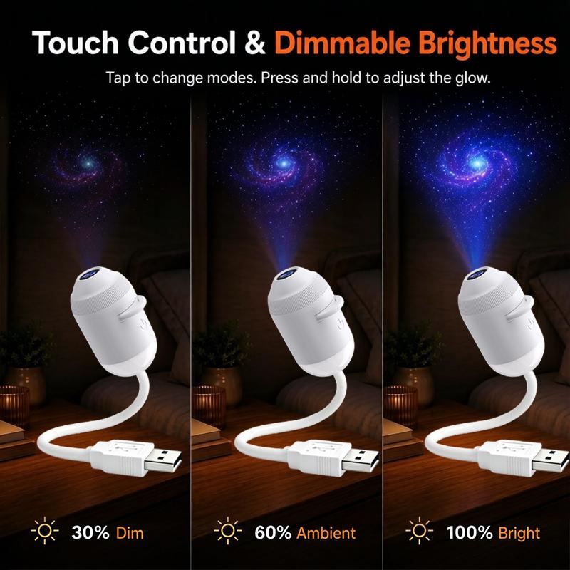 2-in-1 Mini USB Galaxy Star Sky Projector Night Light 360° Rotatable Galaxy Nebula Planet Projector Light For room Auto Interior