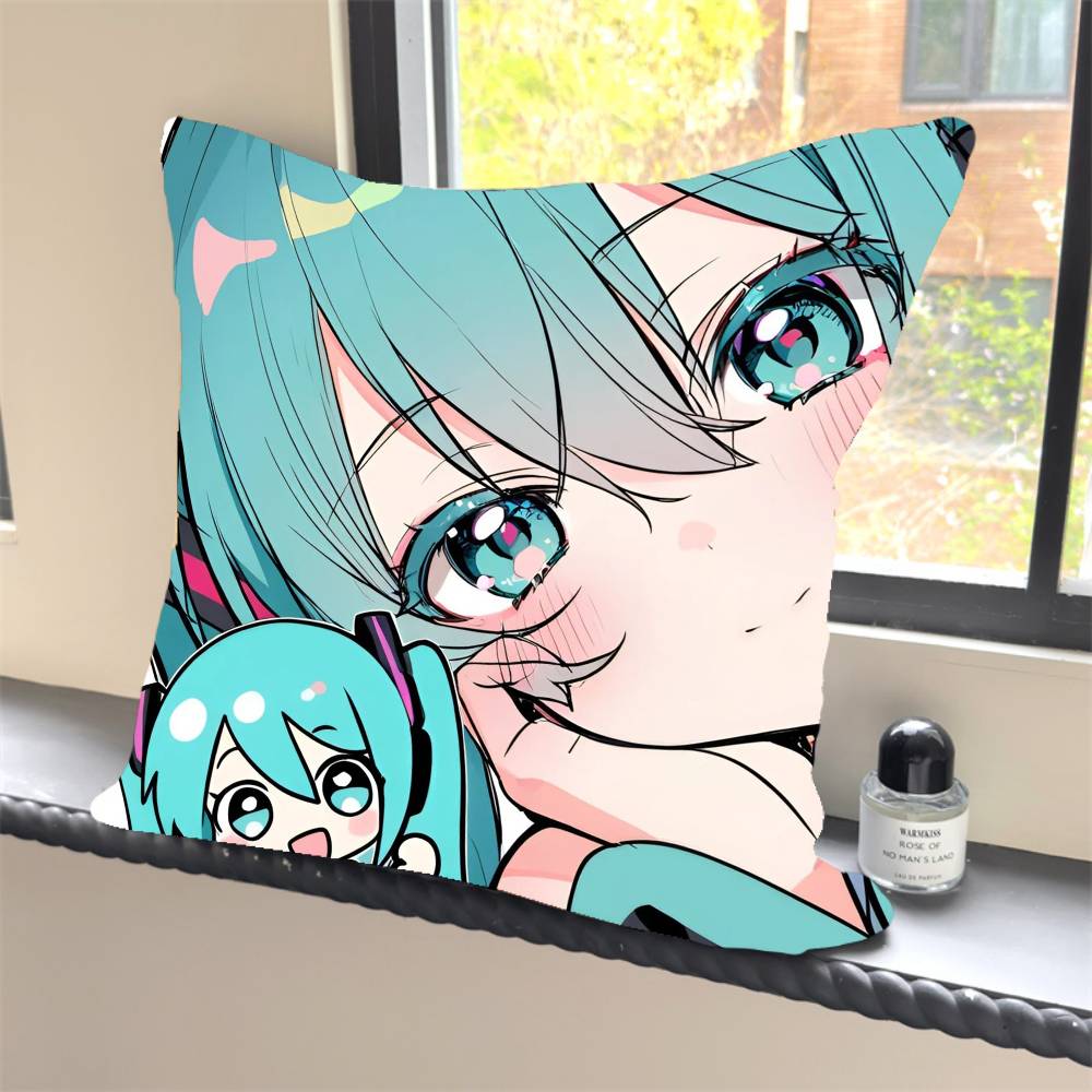 1PC HOT Anime H-Hatsune M-MikuS Pillow Case Square  Bedroom Sofa Leisure Comfort Cushion Car Home Decoration