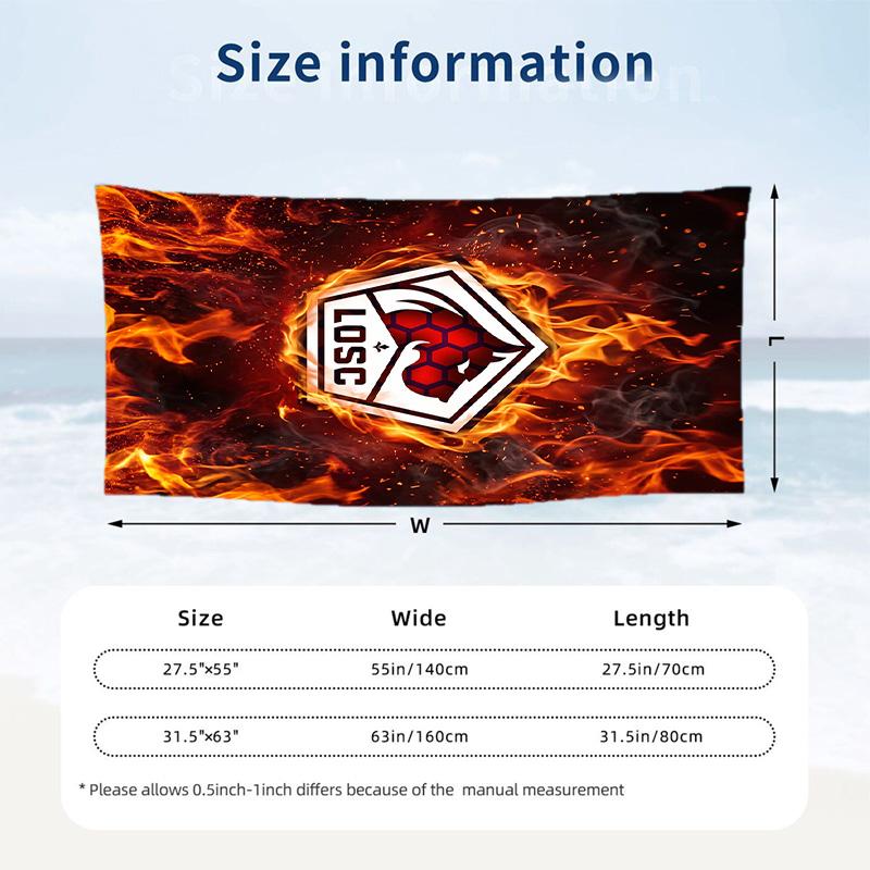 LOSC Lille FC Print Quick Dry Beach Towel Microfiber Absorbent Portable Travel Swimming Towel