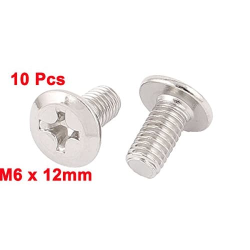 uxcell Phillips Flat Head Bolts, M6x12mm Male Thread, for Double Beds, Furniture, TV Racks, and Wall Mounting, Pack of 10